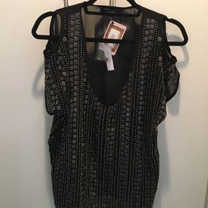 Ark & Co Black Blouse with metal disc design